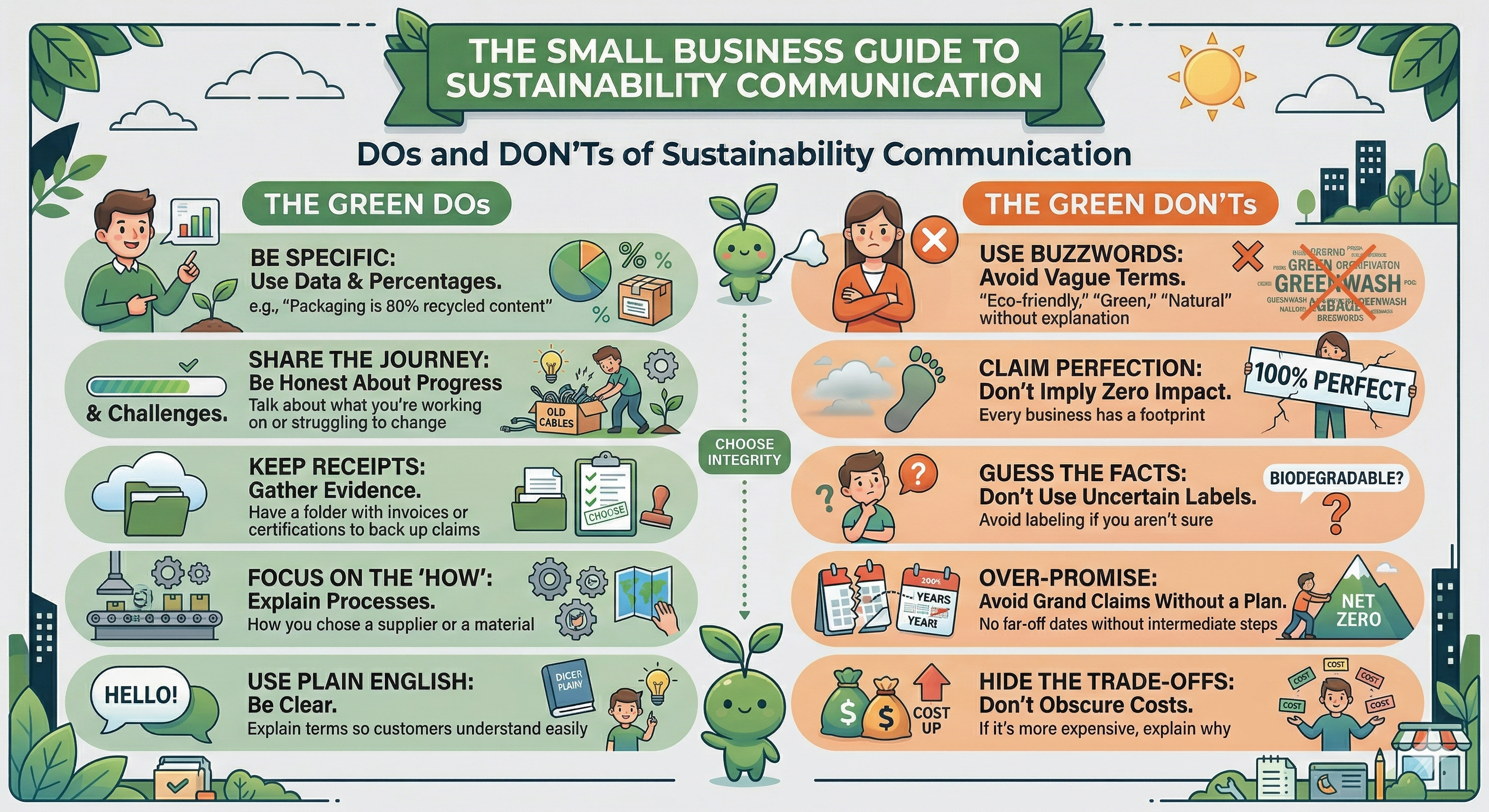 The DOs and DON'Ts of sustainability communication for small businesses — a visual guide